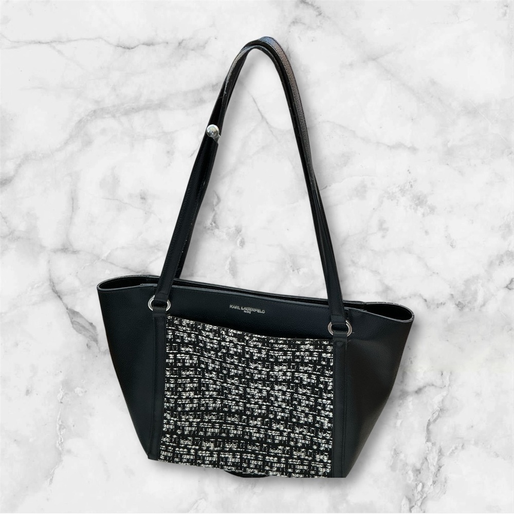 Karl Lagerfeld Paris Black and Silver Women's Shoulder Bag